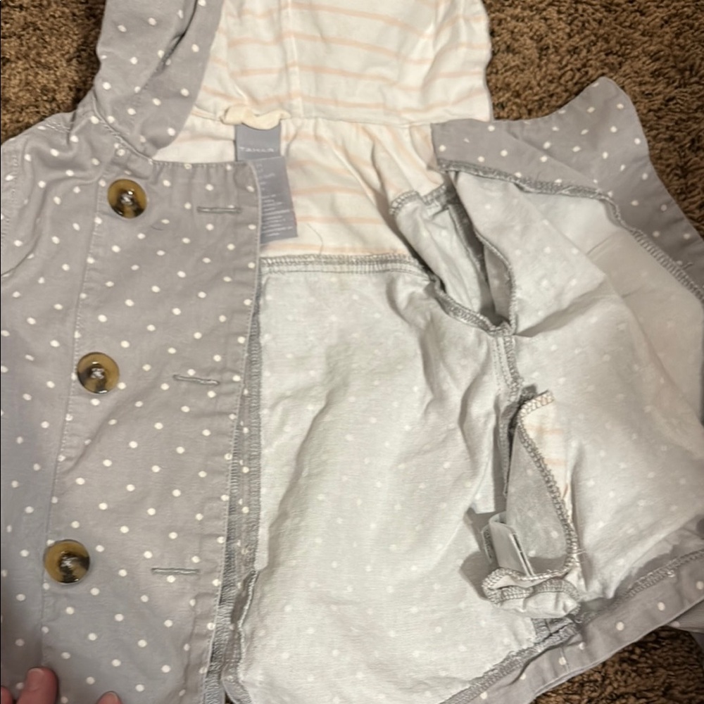 Tahari Gray and Cream Striped Jacket